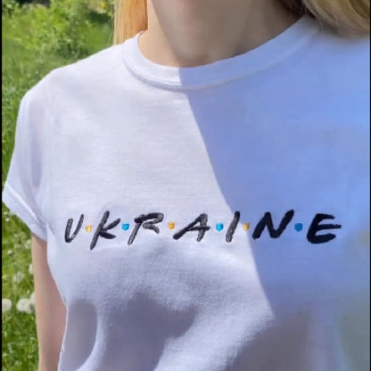 Stylish Ukrainian T Shirts With Embroidered 'Ukraine' for women (Футболка жін.)
