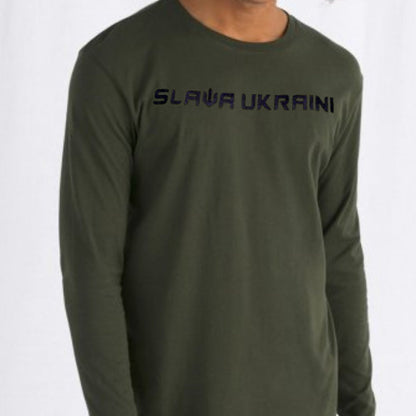 Ukrainian T Shirt Long Sleeve With Embroidery Slava Ukraine (Футболка чол.)