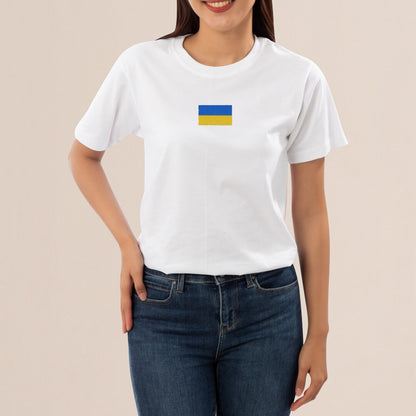 Womens T Shirt  with Beautifully Embroidered Ukrainian Flag (Футболка жін.)