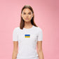 Womens T Shirt  with Beautifully Embroidered Ukrainian Flag