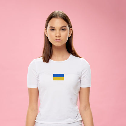 Womens T Shirt  with Beautifully Embroidered Ukrainian Flag (Футболка жін.)