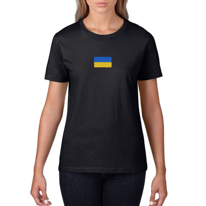 Womens T Shirt  with Beautifully Embroidered Ukrainian Flag (Футболка жін.)
