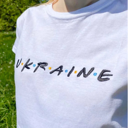Stylish Ukrainian T Shirts With Embroidered 'Ukraine' for women (Футболка жін.)