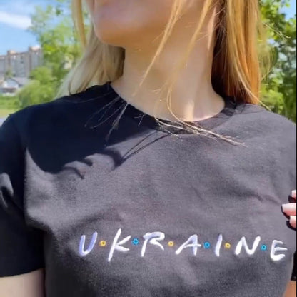 Stylish Ukrainian T Shirts With Embroidered 'Ukraine' for women (Футболка жін.)