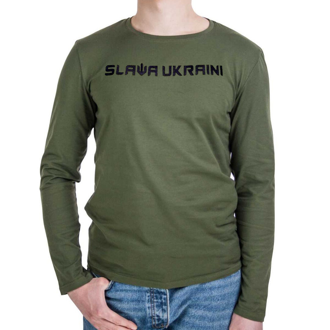 Ukrainian T Shirt Long Sleeve With Embroidery Slava Ukraine