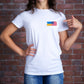 Womens Ukraine Shirt with American & Ukrainian Flag Embroidery