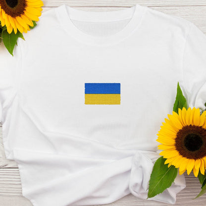 Womens T Shirt  with Beautifully Embroidered Ukrainian Flag (Футболка жін.)