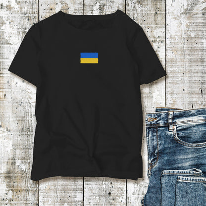 Ukrainian T Shirt with Embroidered Ukrainian Flag (Футболка чол.)