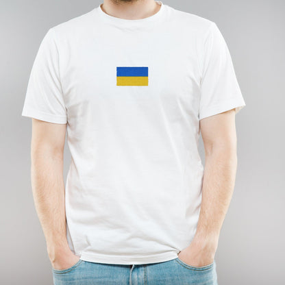 Ukrainian T Shirt with Embroidered Ukrainian Flag (Футболка чол.)