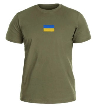 Ukrainian T Shirt with Embroidered Ukrainian Flag (Футболка чол.)