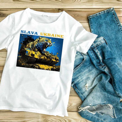 Ukrainian T Shirt with Print Tank and Leopard (Футболка чол.)