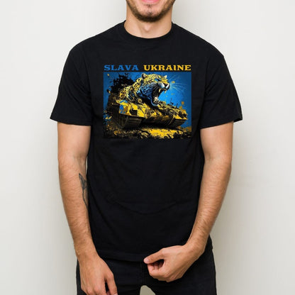 Ukrainian T Shirt with Print Tank and Leopard (Футболка чол.)