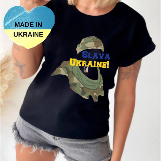 Women's Ukrainian T Shirt with ZSU Hero Print