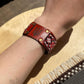 Handmade Ukrainian Leather Bracelet with Trident and Ukrainian Ornament