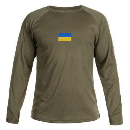 Ukrainian Long Sleeve with Embroidered Ukraine Flag (Футболка чол.)