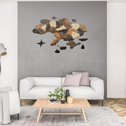 Wooden Wall Puzzle Map of Ukraine (Мапа України)
