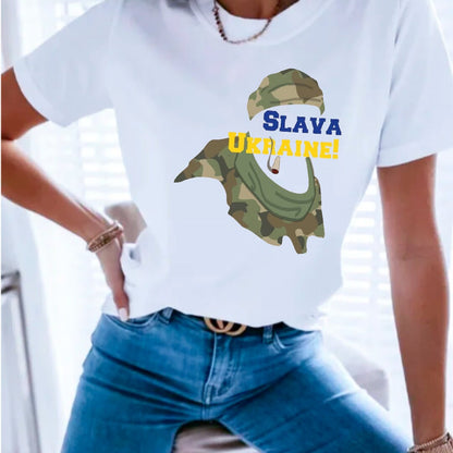 Women's Ukrainian T Shirt with ZSU Hero Print (Футболка жін.)