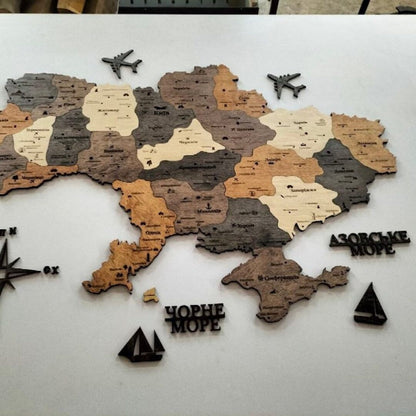 Wooden Wall Puzzle Map of Ukraine (Мапа України)