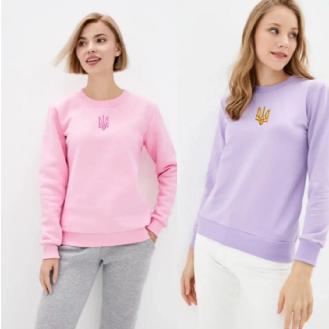 Stylish Women's Sweatshirt with Ukrainian Embroidered Trident