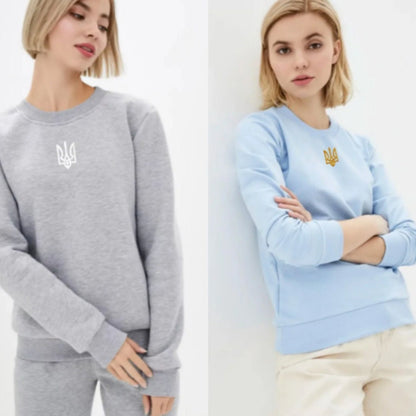Stylish Women's Sweatshirt with Ukrainian Embroidered Trident (Світшот жін.)