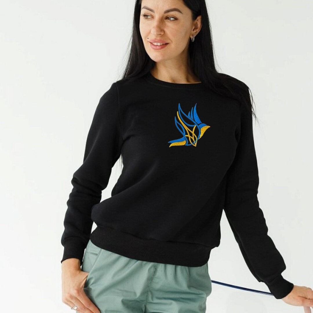 Ukrainian Embroidered Sweatshirt for Women with Dove of Peace