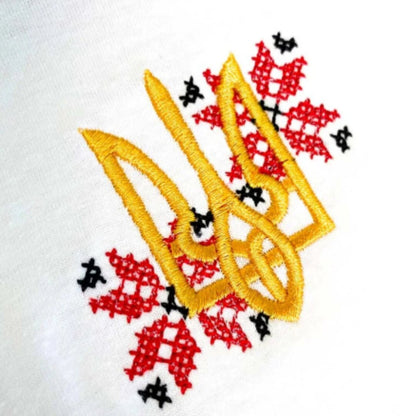 Fashionable Women's Ukrainian T shirt with Embroidery and Trident (Футболка жін.)