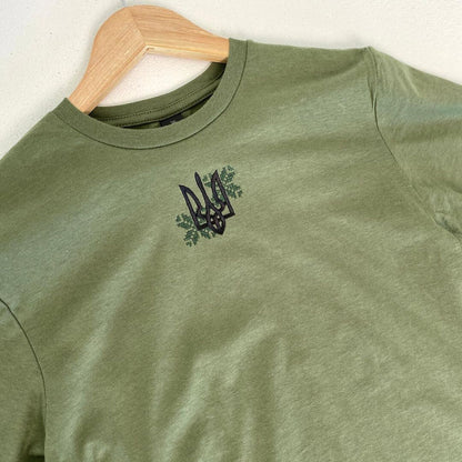 Fashionable Women's Ukrainian T shirt with Embroidery and Trident (Футболка жін.)