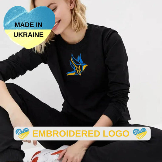 Ukrainian Embroidered Sweatshirt for Women with Dove of Peace
