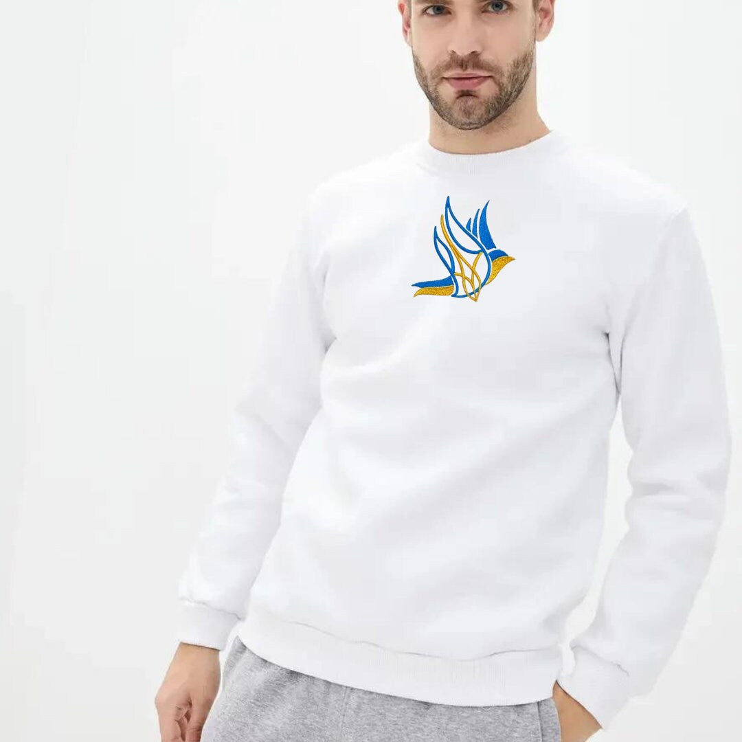 Ukrainian Sweatshirt for Men with Dove of Peace Embroidery