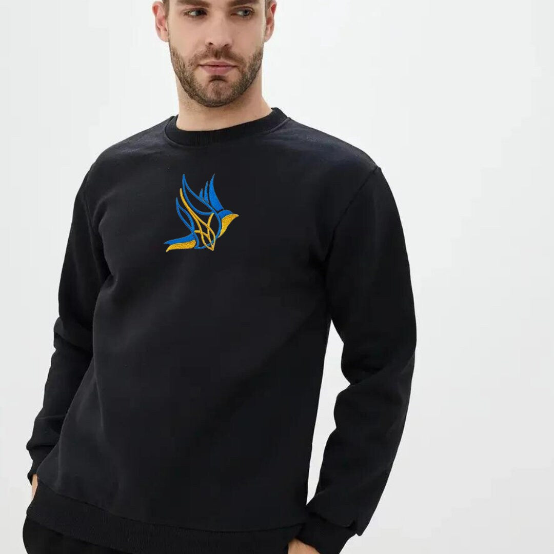 Ukrainian Sweatshirt for Men with Dove of Peace Embroidery