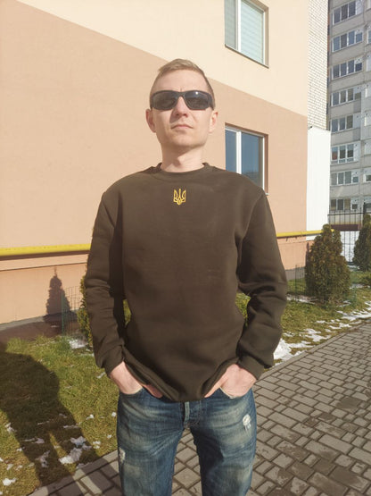 Zelensky Sweatshirt with Embroidered Ukrainian Tryzub. (Світшот чол.)