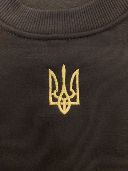Zelensky Sweatshirt with Embroidered Ukrainian Tryzub. (Світшот чол.)