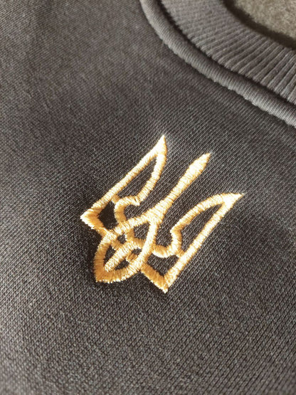 Zelensky Sweatshirt with Embroidered Ukrainian Tryzub. (Світшот чол.)